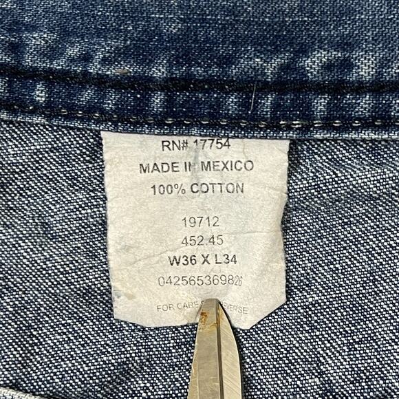 Key Jeans Mens 36x34 Blue Carpenter Outdoor Workwear Flawed - Picture 6 of 15